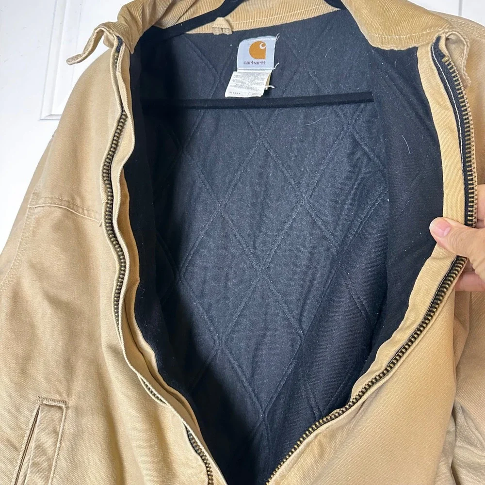 Vintage Carhartt J14WET Santa Fe Jacket XL Wheat Duck Canvas Quilt Lined Workwea